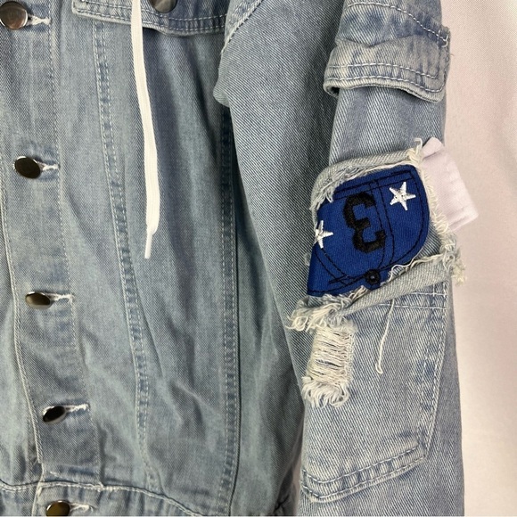 Boutique Light Blue Distressed Denim Spiderman Graphic S - Picture 5 of 5